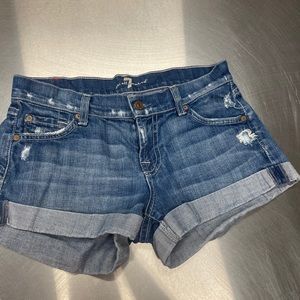 7 For All Mankind distressed rolled shorts